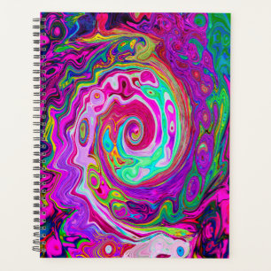 Groovy Abstract Retro Magenta Rainbow Swirl Planner