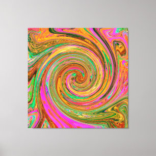 Groovy Abstract Retro Orange and Green Swirl Canvas Print