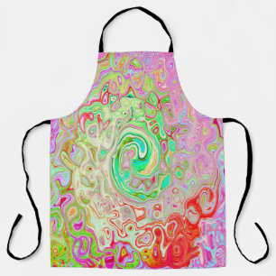 Groovy Abstract Retro Pastel Green Liquid Swirl Apron