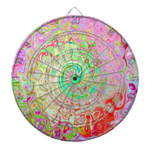 Groovy Abstract Retro Pastel Green Liquid Swirl Dartboard