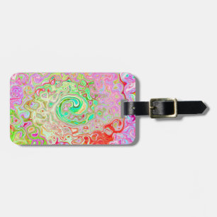 Groovy Abstract Retro Pastel Green Liquid Swirl Luggage Tag