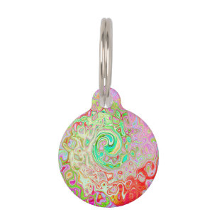 Groovy Abstract Retro Pastel Green Liquid Swirl Pet Tag