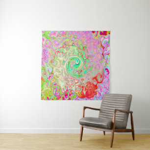 Groovy Abstract Retro Pastel Green Liquid Swirl Tapestry