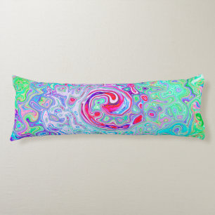 Groovy Abstract Retro Pink and Green Swirl Body Cushion