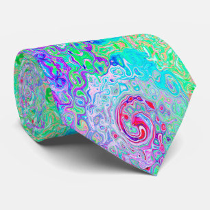 Groovy Abstract Retro Pink and Green Swirl Tie