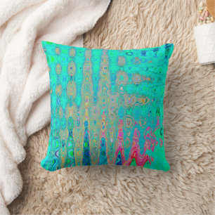 Groovy Abstract Retro Rainbow Atomic Waves Cushion