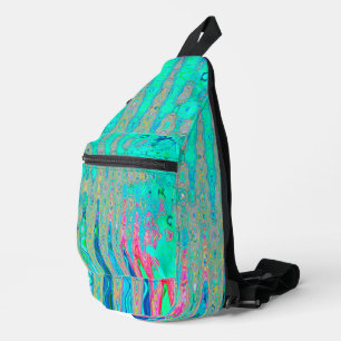 Groovy Abstract Retro Rainbow Atomic Waves Sling Bag