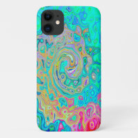 Groovy Abstract Retro Rainbow Liquid Swirl