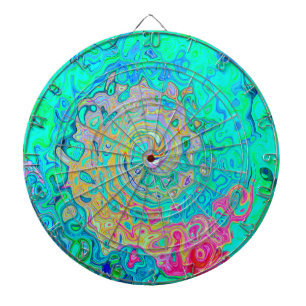 Groovy Abstract Retro Rainbow Liquid Swirl Dartboard