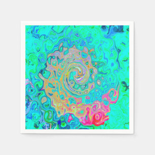 Groovy Abstract Retro Rainbow Liquid Swirl Napkin