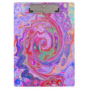 Groovy Abstract Retro Red, Purple and Pink Swirl Clipboard
