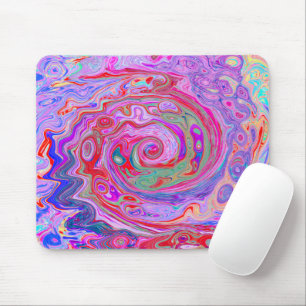 Groovy Abstract Retro Red, Purple and Pink Swirl Mouse Mat