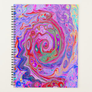 Groovy Abstract Retro Red, Purple and Pink Swirl Planner