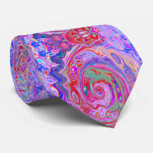 Groovy Abstract Retro Red, Purple and Pink Swirl Tie