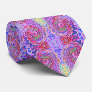 Groovy Abstract Retro Red, Purple and Pink Swirl Tie