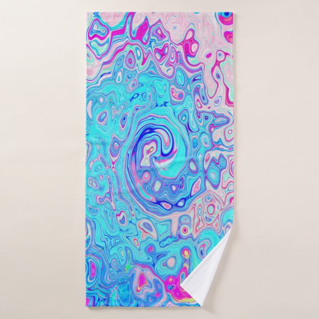 Groovy Abstract Retro Robin's Egg Blue Swirl Bath Towel (Bath Towel)