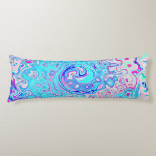 Groovy Abstract Retro Robin's Egg Blue Swirl Body Cushion