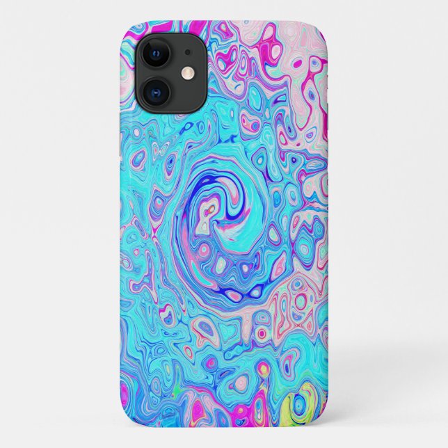 Groovy Abstract Retro Robin's Egg Blue Swirl Case-Mate iPhone Case (Back)