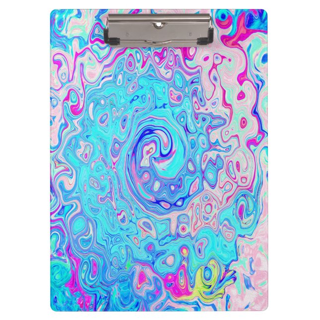 Groovy Abstract Retro Robin's Egg Blue Swirl Clipboard (Front)
