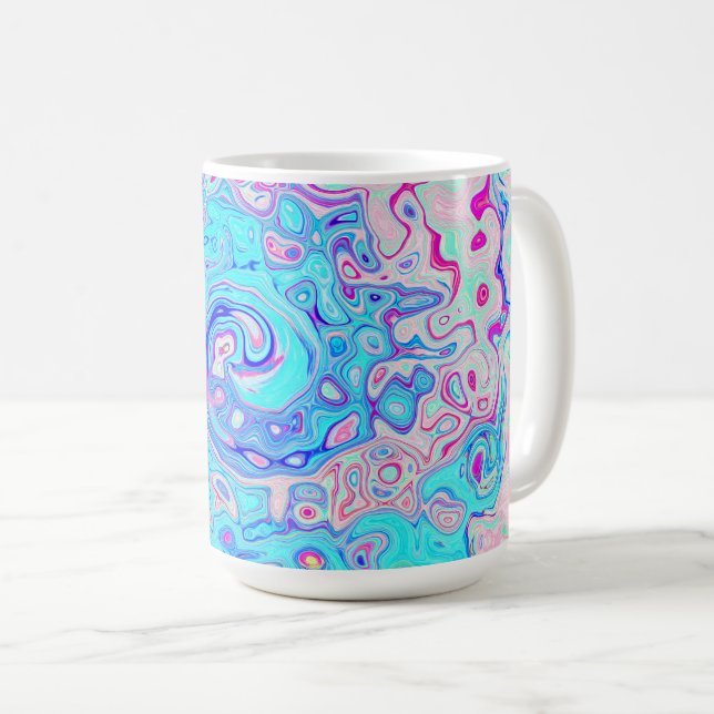 Groovy Abstract Retro Robin's Egg Blue Swirl Coffee Mug (Front Right)