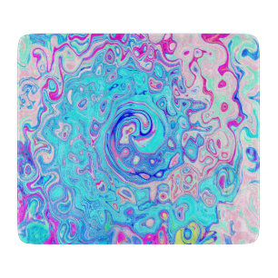 Groovy Abstract Retro Robin's Egg Blue Swirl Cutting Board