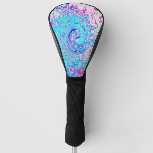 Groovy Abstract Retro Robin's Egg Blue Swirl Golf Head Cover