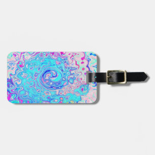 Groovy Abstract Retro Robin's Egg Blue Swirl Luggage Tag