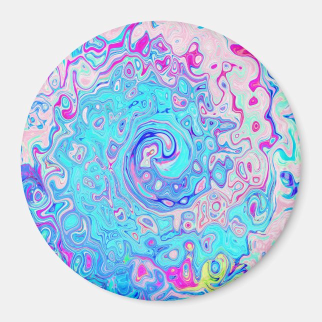 Groovy Abstract Retro Robin's Egg Blue Swirl Magnet (Front)