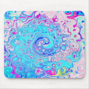 Groovy Abstract Retro Robin's Egg Blue Swirl Mouse Mat