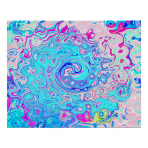 Groovy Abstract Retro Robin's Egg Blue Swirl Poster