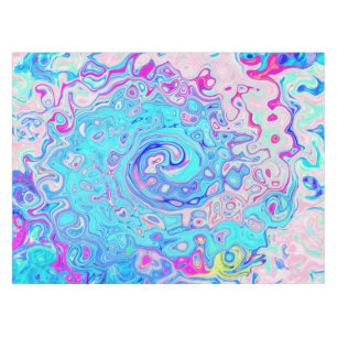 Groovy Abstract Retro Robin's Egg Blue Swirl Tablecloth