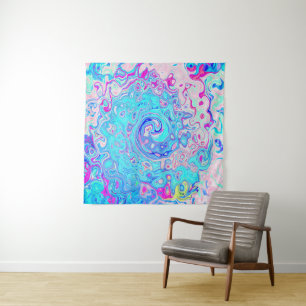 Groovy Abstract Retro Robin's Egg Blue Swirl Tapestry