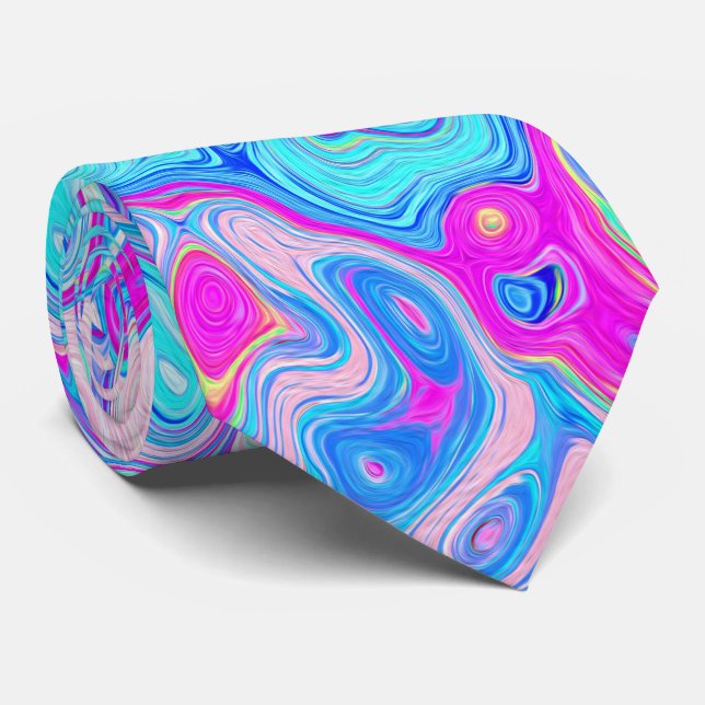 Groovy Abstract Retro Robin's Egg Blue Swirl Tie (Rolled)