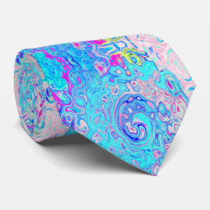 Groovy Abstract Retro Robin's Egg Blue Swirl Tie