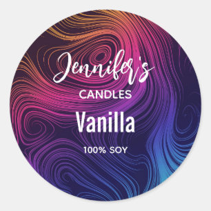 Groovy Abstract Swirls and Circle Candle Business Classic Round Sticker