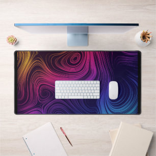 Groovy Abstract Swirls and Circles Cool Desk Mat