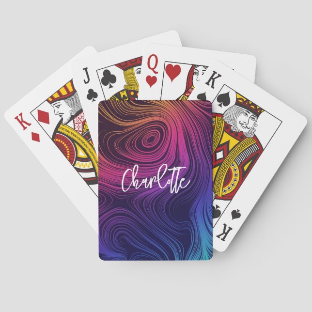Groovy Abstract Swirls and Circles Cool Playing Cards (Back)