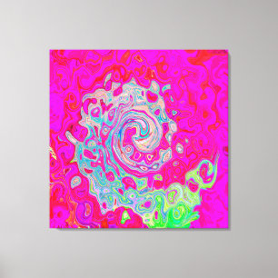 Groovy Abstract Teal Blue and Red Swirl Canvas Print