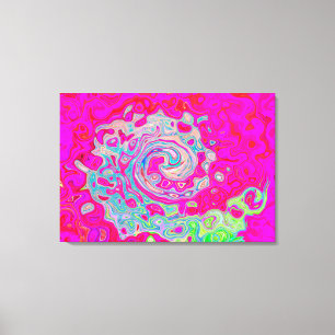 Groovy Abstract Teal Blue and Red Swirl Canvas Print