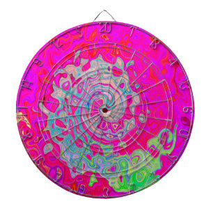 Groovy Abstract Teal Blue and Red Swirl Dartboard