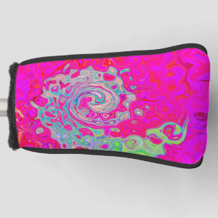 Groovy Abstract Teal Blue and Red Swirl Golf Head Cover