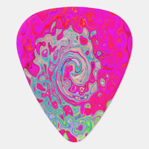 Groovy Abstract Teal Blue and Red Swirl Guitar Pick