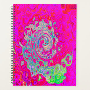 Groovy Abstract Teal Blue and Red Swirl Planner