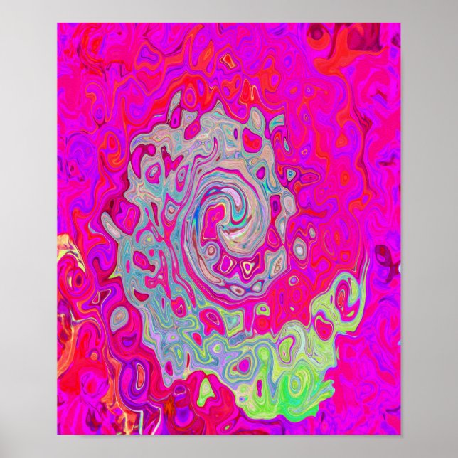 Groovy Abstract Teal Blue and Red Swirl Poster (Front)
