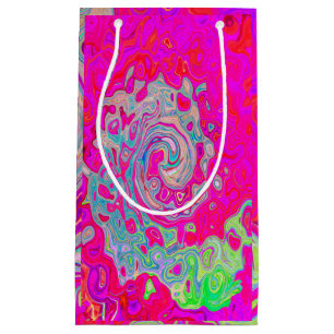 Groovy Abstract Teal Blue and Red Swirl Small Gift Bag