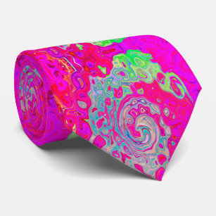 Groovy Abstract Teal Blue and Red Swirl Tie
