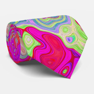 Groovy Abstract Teal Blue and Red Swirl Tie