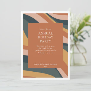 Groovy Abstract Terracotta Office Holiday Party Invitation