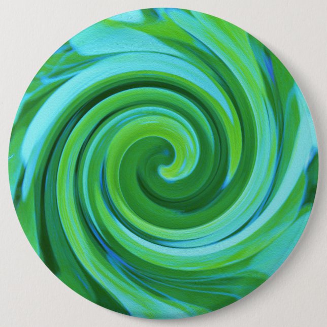 Groovy Abstract Turquoise Liquid Swirl Painting 6 Cm Round Badge (Front)