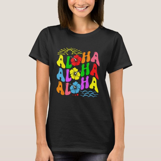 Groovy Aloha Hawaii Beach Summer Vacation Family C T-Shirt (Front)